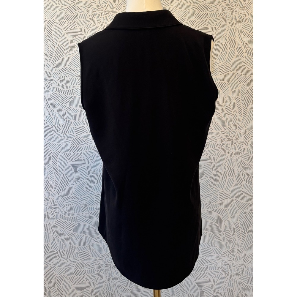Worth New York Black Sleeveless Button Down Career Work Top Pockets Size 6
